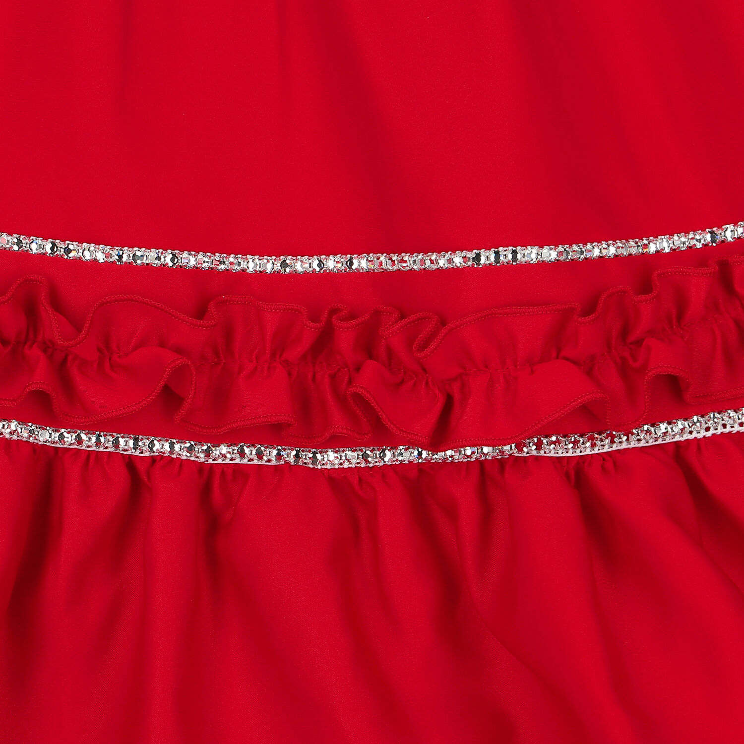 Girls Red Embellished Dress, 1, hi-res